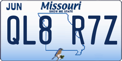 MO license plate QL8R7Z