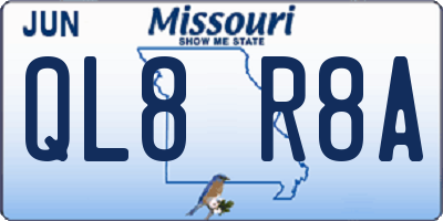 MO license plate QL8R8A