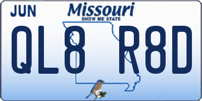 MO license plate QL8R8D