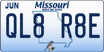MO license plate QL8R8E