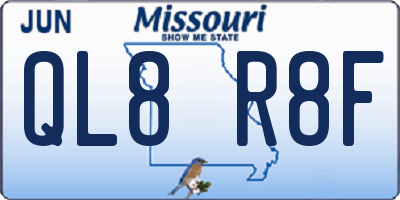 MO license plate QL8R8F