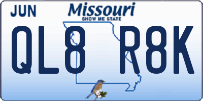 MO license plate QL8R8K
