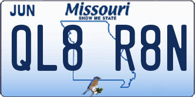 MO license plate QL8R8N