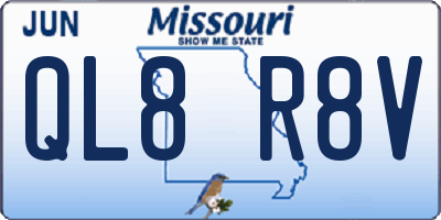MO license plate QL8R8V