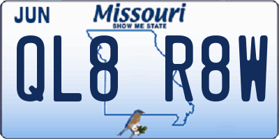 MO license plate QL8R8W