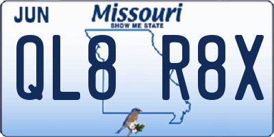 MO license plate QL8R8X