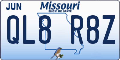 MO license plate QL8R8Z
