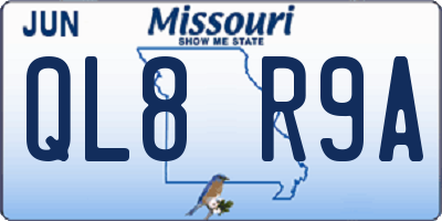 MO license plate QL8R9A