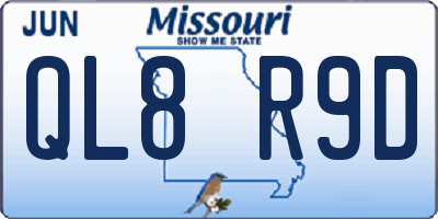 MO license plate QL8R9D