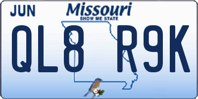 MO license plate QL8R9K