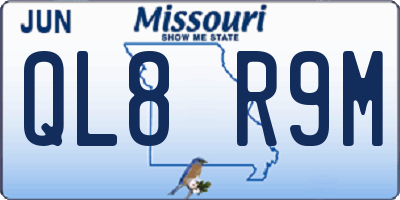 MO license plate QL8R9M