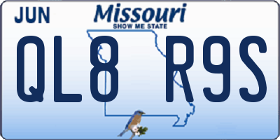 MO license plate QL8R9S
