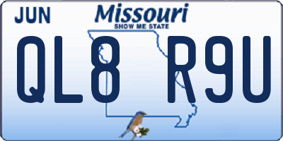 MO license plate QL8R9U