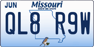 MO license plate QL8R9W