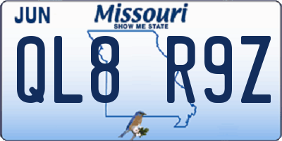 MO license plate QL8R9Z