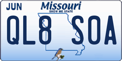 MO license plate QL8S0A
