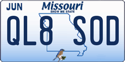 MO license plate QL8S0D