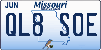 MO license plate QL8S0E