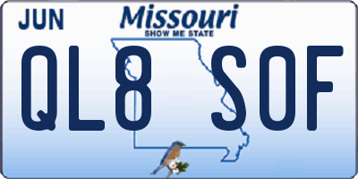 MO license plate QL8S0F