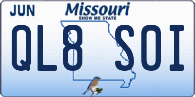 MO license plate QL8S0I