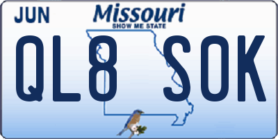 MO license plate QL8S0K