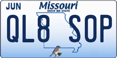 MO license plate QL8S0P