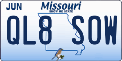 MO license plate QL8S0W
