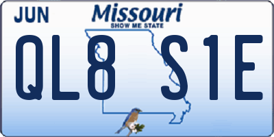 MO license plate QL8S1E