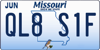 MO license plate QL8S1F