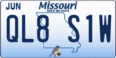 MO license plate QL8S1W