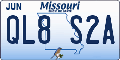 MO license plate QL8S2A
