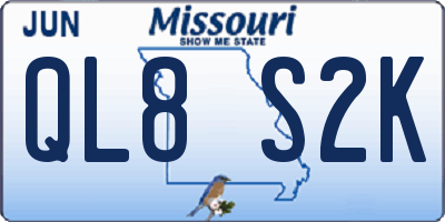 MO license plate QL8S2K