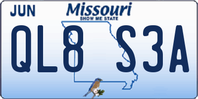 MO license plate QL8S3A