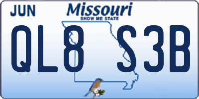 MO license plate QL8S3B