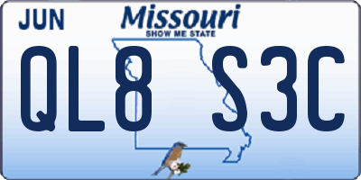 MO license plate QL8S3C