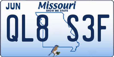 MO license plate QL8S3F
