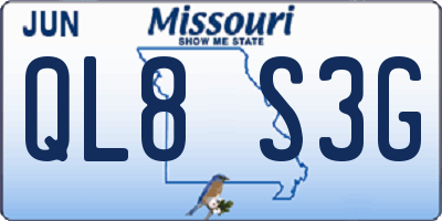 MO license plate QL8S3G