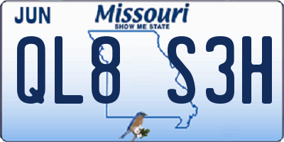 MO license plate QL8S3H