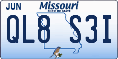 MO license plate QL8S3I