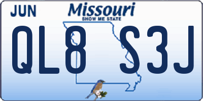 MO license plate QL8S3J