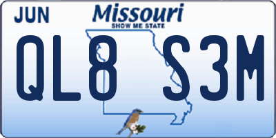 MO license plate QL8S3M