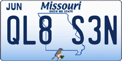 MO license plate QL8S3N