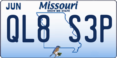 MO license plate QL8S3P