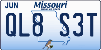 MO license plate QL8S3T