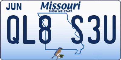 MO license plate QL8S3U