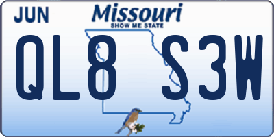 MO license plate QL8S3W