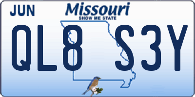 MO license plate QL8S3Y
