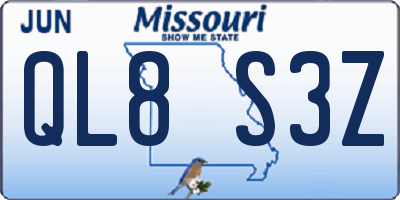 MO license plate QL8S3Z