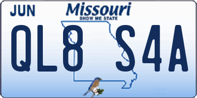 MO license plate QL8S4A