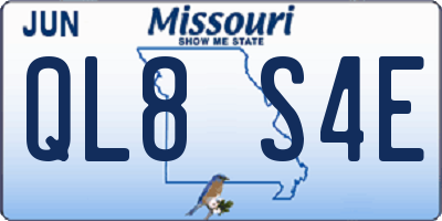 MO license plate QL8S4E